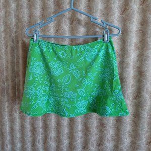 Lime/aqua flounce hem mini skirt cover up skirt M